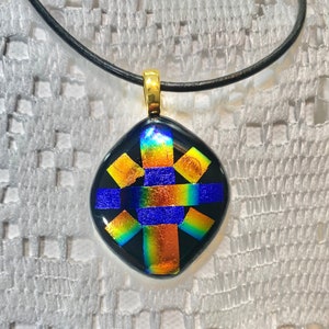 Dichroic Fused Glass Pendant Necklace Jewelry