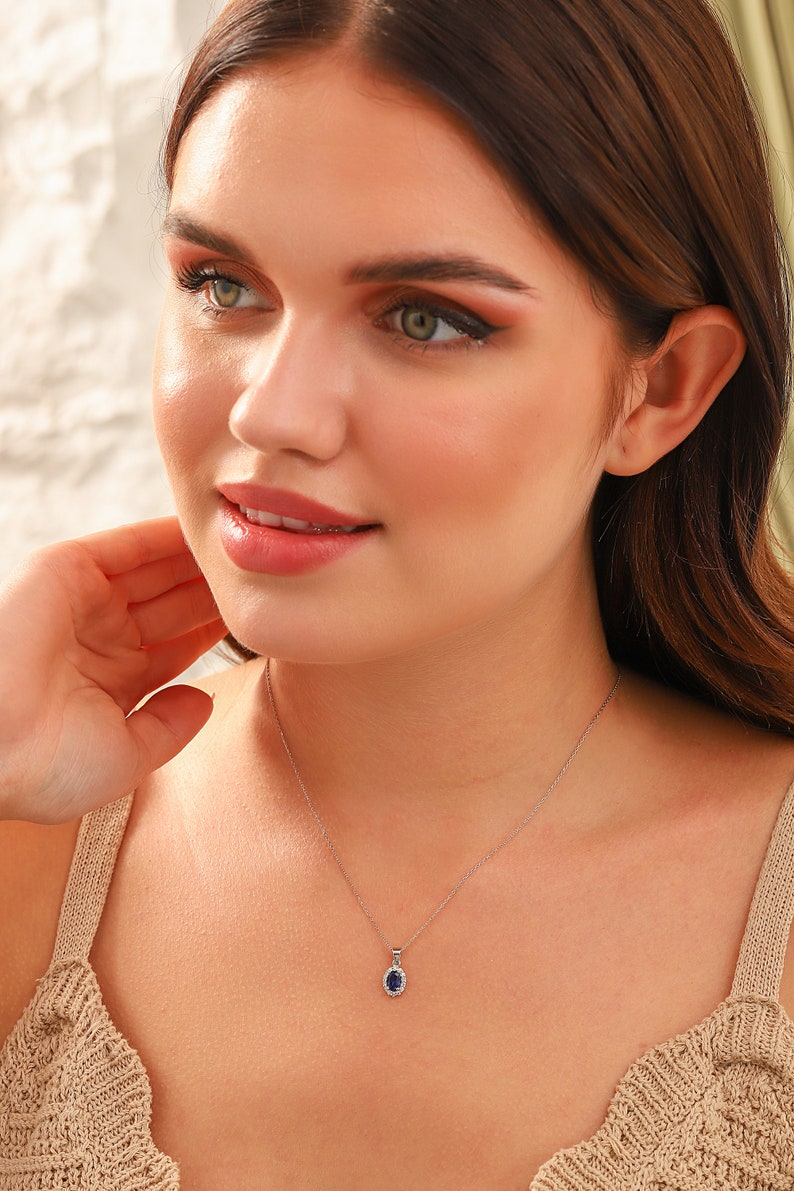 Sapphire Necklace 14k Classic Oval Cut Sapphire With Etsy