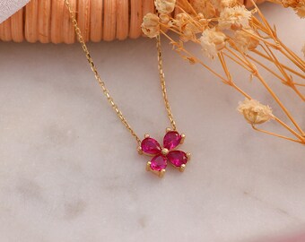 Tiny Ruby Necklace - Etsy