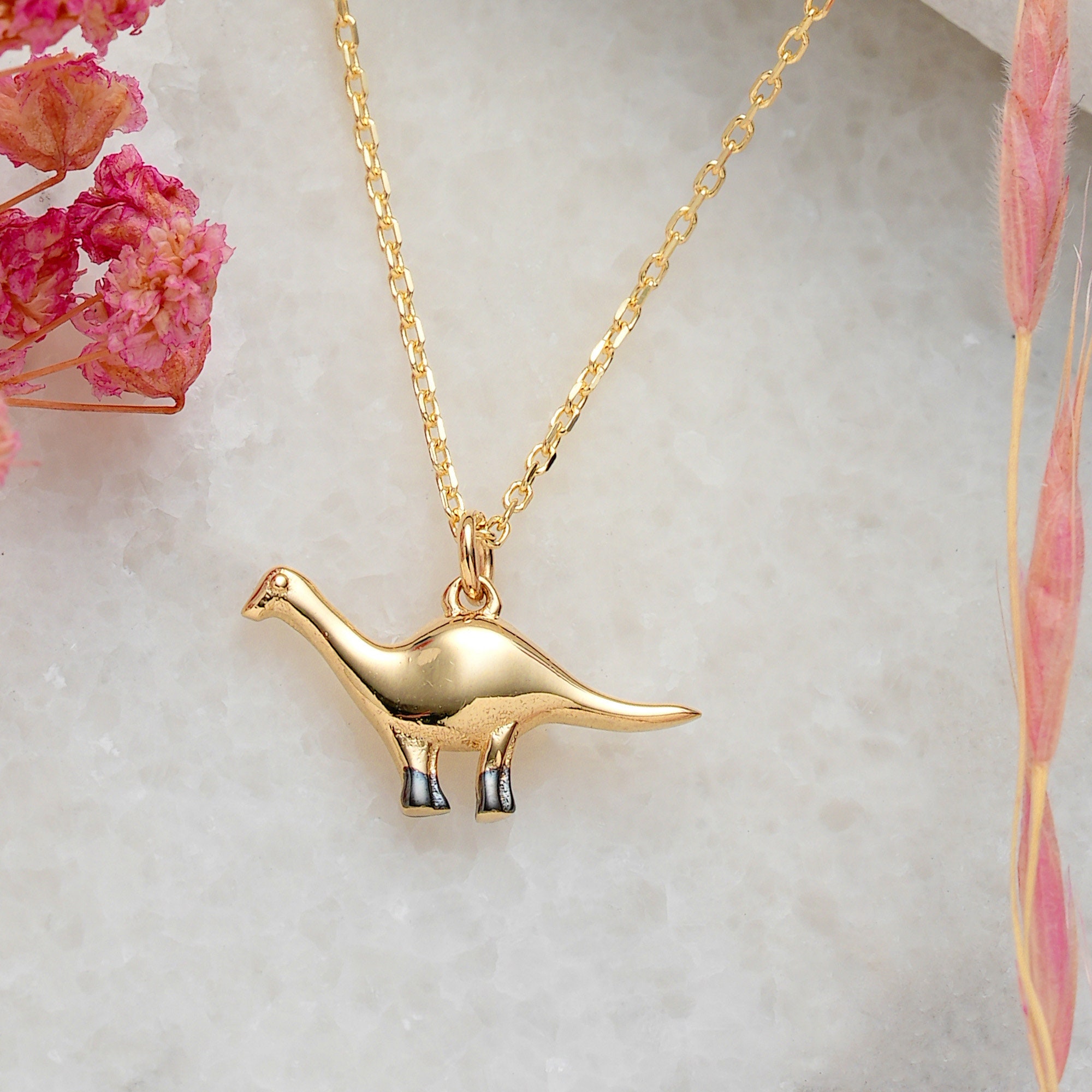 Dinosaur necklace gold tiny plesiosaur necklace dinosaur charm