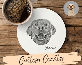 Custom Pet Photo Coaster, Custom Pet Face and Name Coaster, Personalized Ceramic Coaster, Dog Mom Gifts, Dog Keepsake