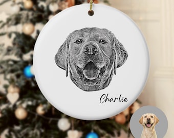 Custom Pet Ornament Using Pet Photos, Personalized Christmas Pet Face and Name Ornaments, Personalized Ceramic Ornaments