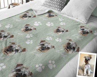 Coperta personalizzata con foto per animali domestici, coperte personalizzate per la faccia e il nome del cane, coperte per cani, regali per la mamma del cane, ricordo del cane