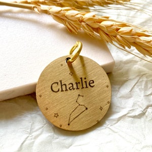 Custom Engraved Copper Pet Tags, Star Sign Dog Tags, Dog/ Cat Name Tags Personalized, Funny Dog Tag, Personalized Circle Pet Id Tag image 1