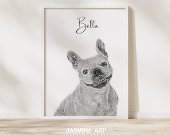 Pet Portrait, Digital Custom Dog Portrait, Pet Memorial, Dog Pen Portrait, Custom Cat Portrait, Pet Loss, Pet Gift, Hand Draw