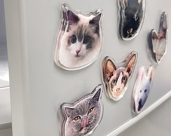 Custom Pet Fridge Magnet - Personalized Dog or Cat Face Refrigerator Magnet, Kitchen Decor, Pet Lover Gift, Unique Home Decoration