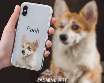 Coque de portable transparente personnalisée pour animal de compagnie pour iPhone 15 14 13 12 Plus Pro Max, Galaxy Galaxy, cadeaux chien maman, coque personnalisée chien chat avec photos d'animal de compagnie