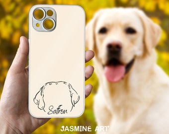 Custom Pet Outline Glass Phone Case for iPhone 15 14 13 12 Plus Pro Max, Mini, Samsung Galaxy, Personalized Dog Cat Case with Pet Photos