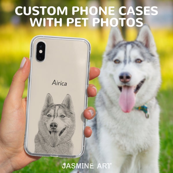 Clear Custom Pet Phone Case for iPhone 15 14 13, 12, Plus Pro Max, Galaxy, Dog Mom Gifts, Personalized Dog Cat Case with Pet Photos