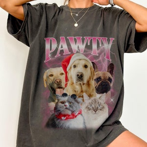 Chemise vintage personnalisée pour animal de compagnie - chemise rap bootleg chat personnalisée, t-shirt amoureux des chats, t-shirt graphique rétro des années 90, chemise personnalisée, chemise visage animal de compagnie