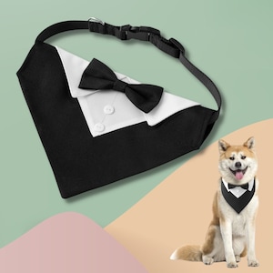 Dog Tuxedo Bandana Wedding Costume Bow Tie Accessory Collar, Dog Best Man Groomsman Ring Bearer Formal Event Over the Collar