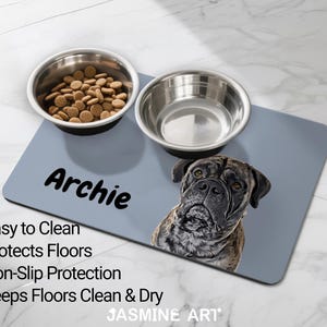 Custom Dog Mat Using Pet Photos, Pet Portrait Food Mat, Personalized Dog Placemat, Custom Pet Bowl Mat image 7