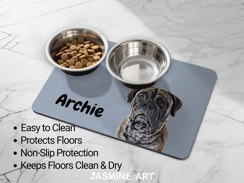 Custom Dog Mat Using Pet Photos, Pet Portrait Food Mat, Personalized Dog Placemat, Custom Pet Bowl Mat image 7