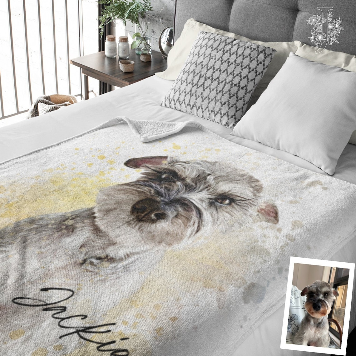 Custom Pet Portrait Blanket Personalized Dog Photo Throw Etsy