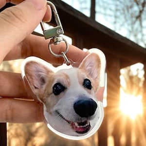 Custom Dog Photo Keychain, Custom Dog or Cat Keychain, Pet Photo Acrylic Keyring with Name, Personalized Gift for Dog Moms, Cat Dads