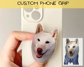 Agarre personalizado del teléfono, soporte de agarre del teléfono personalizado, agarre personalizado del teléfono de la foto de la mascota, lindo agarre del teléfono, regalo de la mamá del perro