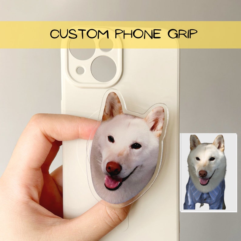 Personalized Phone Grip, Custom Phone Grip Holder, Personalized Pet Photo Phone Grip, Cute Phone Grip, Dog Mom Gift image 1