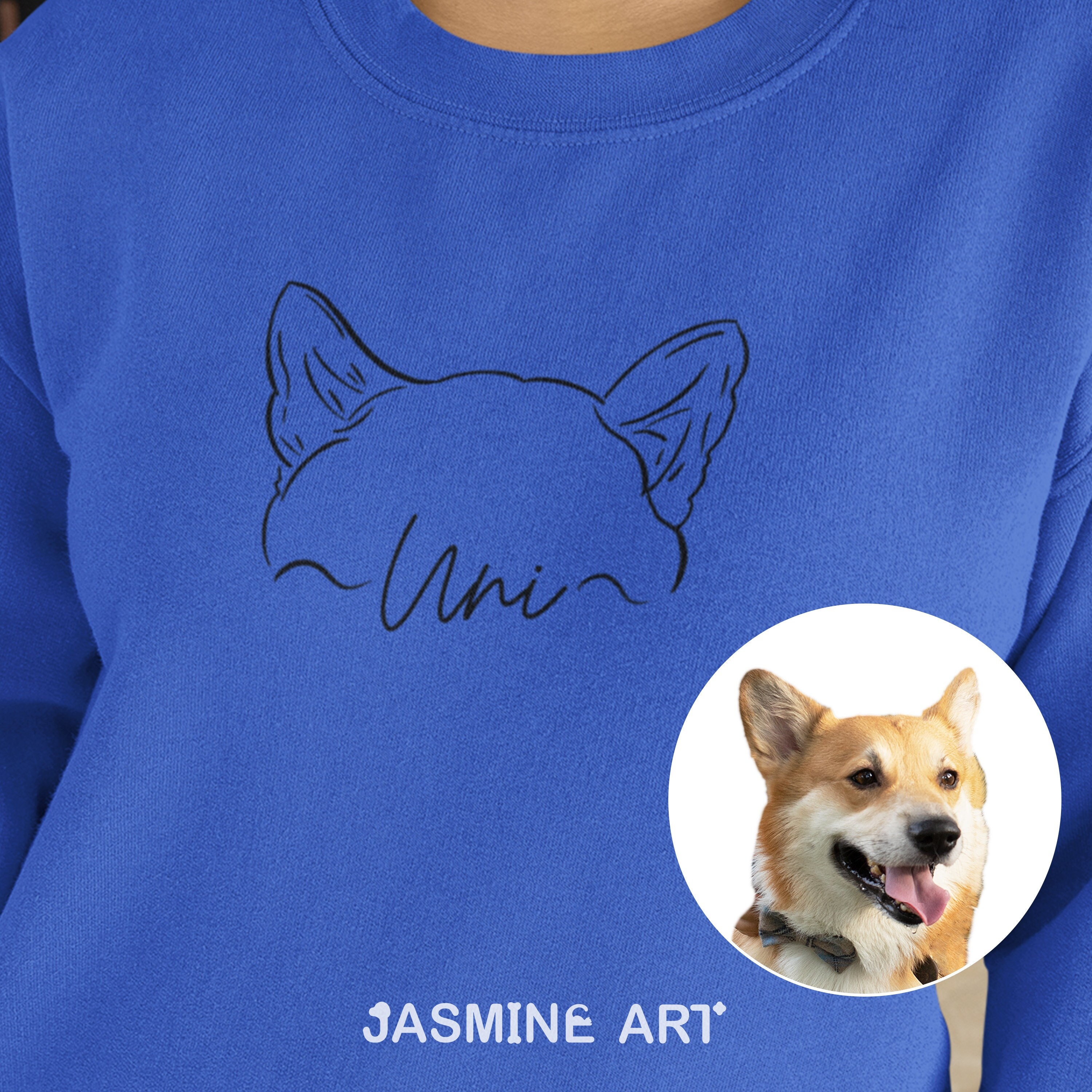 Personalized Dog Ear Hoodie With Name, Custom Dog Ear Sweatshirt, Custom Pet Photo T-shirt, Cat Ear Outline Sweatshirt, Draw From Photo