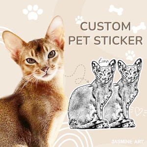 Pegatinas lindas personalizadas de Photo Pet Art Style, pegatinas personalizadas con fotos de mascotas, pegatinas con caras de mascotas, pegatinas con fotos de perros, pegatinas con caras de gatos