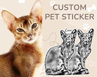 Custom Cute Stickers From Photo Pet Art Style, Custom Pet Photo Stickers, Pet Face Stickers, Dog Photo Stickers, Cat Face Stickers