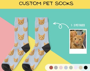 Custom Dog Face Socks, Personalized Socks with Photo, Custom Colored Oil Panting Photo Socks, Cute Cat Photo Socks, Funny Socks for Mom Dad