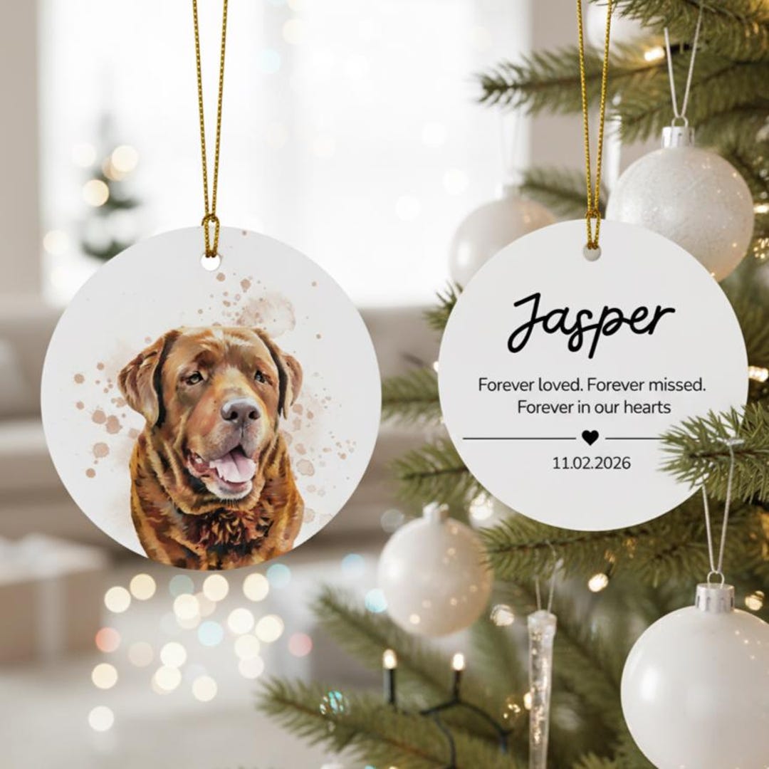 Custom Dog Portrait Memorial Ornament Using Pet Photos, Personalized ...