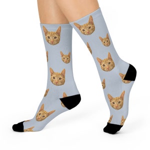 Calcetines de cara de perro personalizados, calcetines personalizados con foto, calcetines de foto de jadeo de aceite de color personalizado, calcetines de foto de gato lindo, calcetines divertidos para mamá papá imagen 7