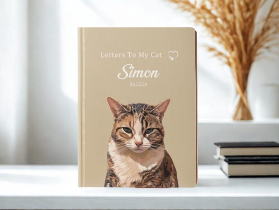 Custom Pet Notebook Using Pet Photos, Personalized Cat Journal with Name & Date, Pet Owner Gift, Daily Pet Journal or Memory Planner