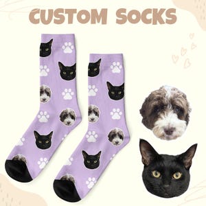 Custom Dog Face Socks, Custom Socks with Dog or Cat Face, Custom Face Socks Using Pet Photos, Personalized Dog or Cat Socks for Pet Lovers