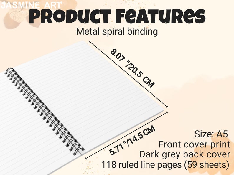 Pode incluir: Um caderno A5 com encaderna&ccedil;&atilde;o em espiral met&aacute;lica. Possui 118 p&aacute;ginas pautadas (59 folhas). As dimens&otilde;es s&atilde;o 20,5 cm por 14,5 cm. Apresenta uma capa impressa e uma contracapa cinza escuro.