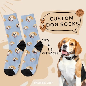 Custom Dog Face Socks, Personalized Socks with Photo, Custom Colored Oil Panting Photo Socks, Cute Dog Photo Socks, Funny Socks for Mom Dad image 1