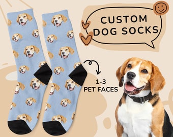 Personalisierte Hunde Gesichtssocken, personalisierte Socken mit Foto, individuell gefärbte Öl keuchende Foto Socken, süße Hunde Foto Socken, lustige Socken für Mama Papa