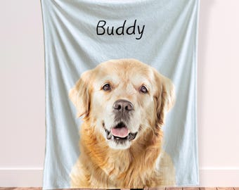 Custom Pet Portrait Blanket By Using Pet Photo,Personalized Blanket with Your Dog or Cat’s Portrait, Custom Dog Blanket with Name