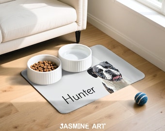 Tapete personalizado para perros con fotos de mascotas, tapete para comida con retratos de mascotas, mantel individual personalizado para perros, tapete para cuenco personalizado para mascotas