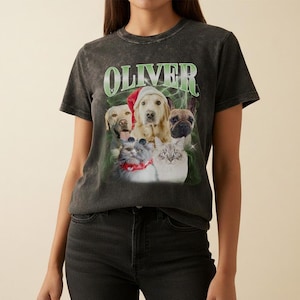 Aangepast vintage shirt voor huisdier - gepersonaliseerde hond bootleg rap-shirt, retro jaren 90 grafisch T-shirt, kleding hondenliefhebber, aangepast ontwerp huisdier gezicht afbeelding 5