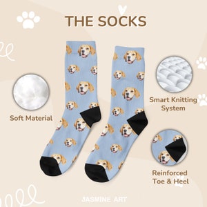 Custom Dog Face Socks, Personalized Socks with Photo, Custom Colored Oil Panting Photo Socks, Cute Dog Photo Socks, Funny Socks for Mom Dad image 3