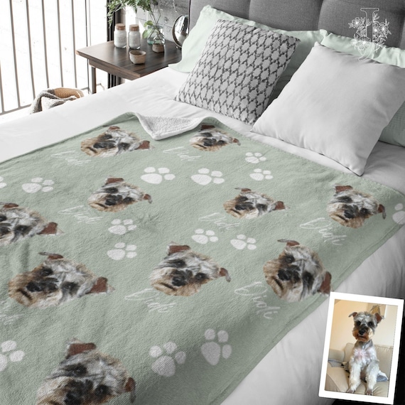 Personalized Pet Photo Blanket, Custom Dog Face and Name Blankets, Dog Throw Blankets, Dog Mom Gifts, Dog Keepsake