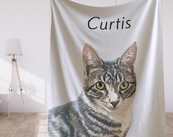 Personalisierte Decke mit Ihrem Hunde- oder Katzenporträt, Individuelle Decke mit Haustier Foto, Individuelles Haustier Porträt Geschenkidee, Geschenk für Tierliebhaber