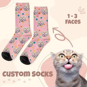 Personalized Pet Socks with Your Dog or Cat&#39;s Face, Funny Custom Face Socks Using Photos, Personalized Cat or Dog Lover Gift