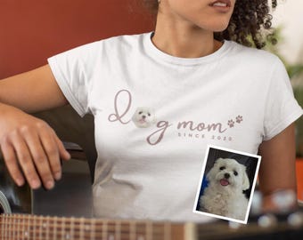 Maglietta personalizzata per mamma di cani con ritratto di animali domestici FCAE, maglietta personalizzata con volto di animali domestici per la festa della mamma