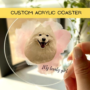 Custom Dog Portrait Coasters, Personalized Pet Coasters, Acrylic Photo Coasters, Wedding Coasters, Drink Coasters, Pet Lovers Gifts