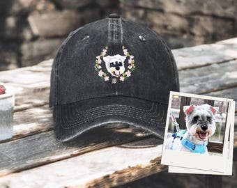 Custom Embroidery Pet Hat with Floral Wreath, Embroidered Dog Face Hat, Custom Pet Hat with Wreath, Personalized Cat Cap, Pet Lover Gift