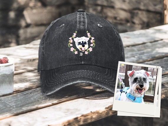 Custom Embroidery Pet Hat with Floral Wreath, Embroidered Dog Face Hat, Custom Pet Hat with Wreath, Personalized Cat Cap, Pet Lover Gift