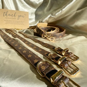 Louis Vuitton with Metal LV Plate Dog Harness and Leash - Royal Dog Collars  - Handmade, Premium, Designer Inspired