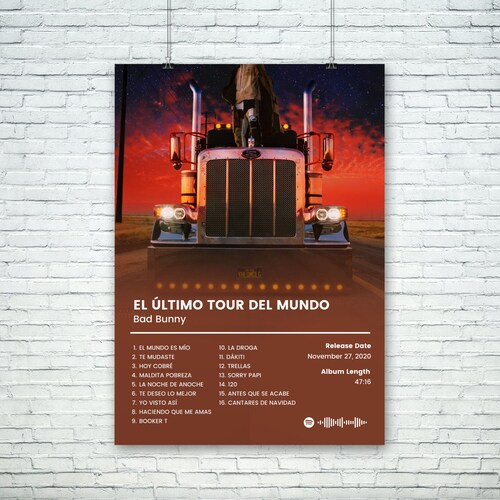 Tracklist Album Cover Poster Poster Print Wall Art Bad Bunny Posters YHLQMDLG El Último Tour Del Mundo Poster Custom Poster
