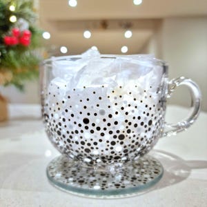 Glass mug polka dot gift for her coffee lover gift unique mug extra large