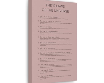 12 Laws of the Universe Pink Canvas Poster