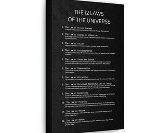 12 Laws of the Universe Black Canvas