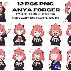 Anya Forger Sublimationsdruck | Spion x Familie PNG | Spy x Family Sublimationsdruck | DIGITAL Download | Anya Sublimation | Anime Clip Art | Anya Chibi