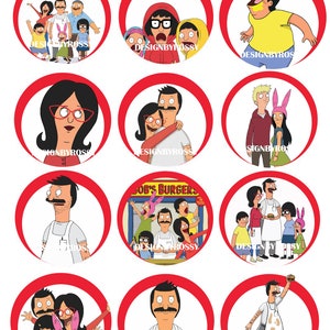 12 Bobs Burgers Printable Digital Download| Printable Cupcake Toppers   | Bobs burger Sublimation|DIGITAL Download|Printable PNGlSticker